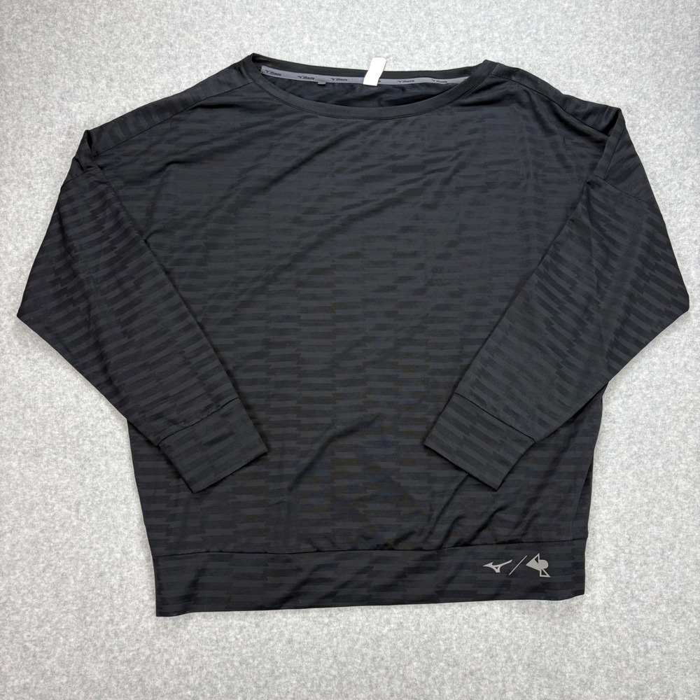 Mizuno‎ Long Sleeve Shirt Womens XXL Black Athletic Running Runbird Reflective